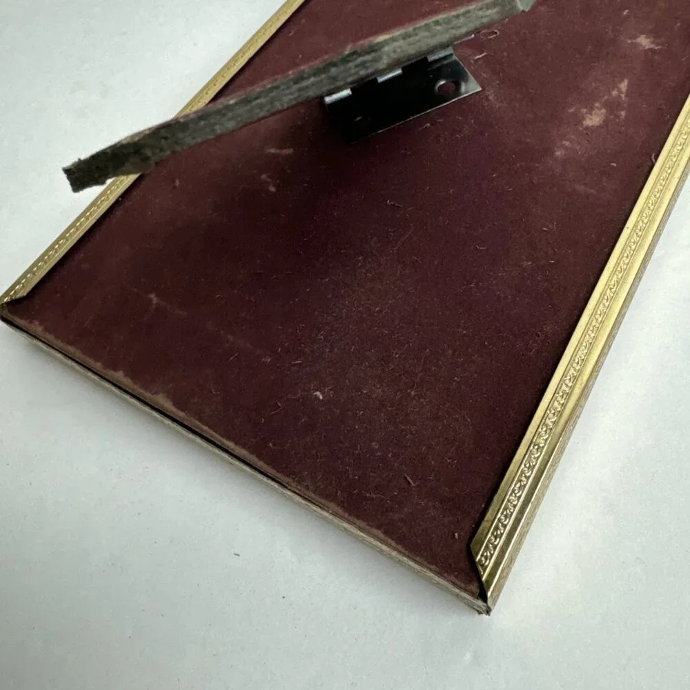 Vintage Gold Metal Enamel Engraving